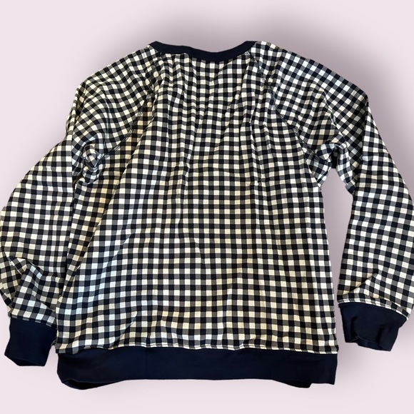 EUC Draper James Gingham Plaid Navy Size M Sweatshirt - Picture 2 of 5